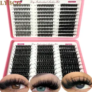 Large capacity eyelash book 570 pcs 0.07MM D Curl Individul Claster Eyeash Thick & Fluffy Extension 30D+40D+50D+60D+80D+100D Mix 10-18MM Length DIY Cluster Lashes