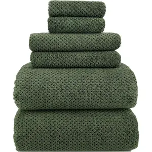 39x78 Inch Oversized Bath Sheets Extra Large Bath Towels Set of 6 Super Soft Luxury Microfiber Shower Towels for Bathroom 80% Polyester Olive Green 6 Piece