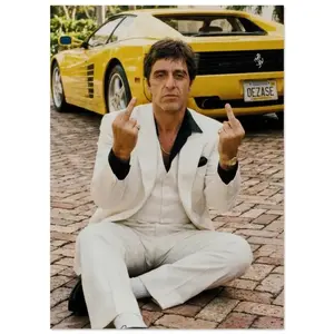 [Unframe] Tony Montana Scarface Poster Wall Art, Iconic Mafia Movie Scene Print, Luxury Gangster Decor , Product without frame