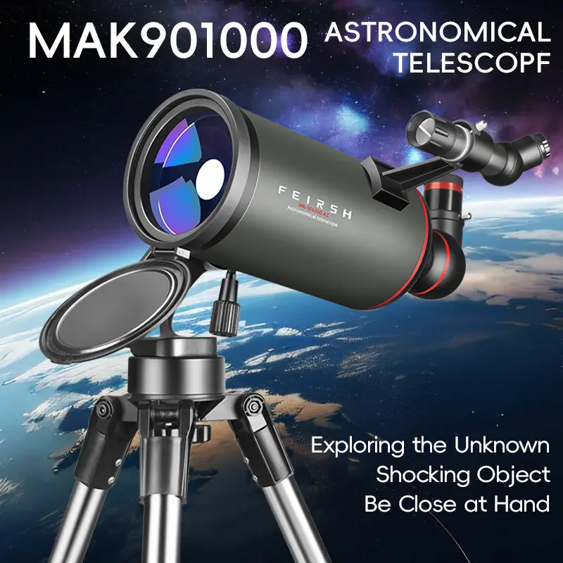 90mm Aperture 1000mm Focal Length HD Astronomical Telescope - FMC Coated Erect Image Model with Plossl Eyepiece, Stainless Steel Tripod, Phone Mount, Ideal for Celestial Viewing, Festival Gift