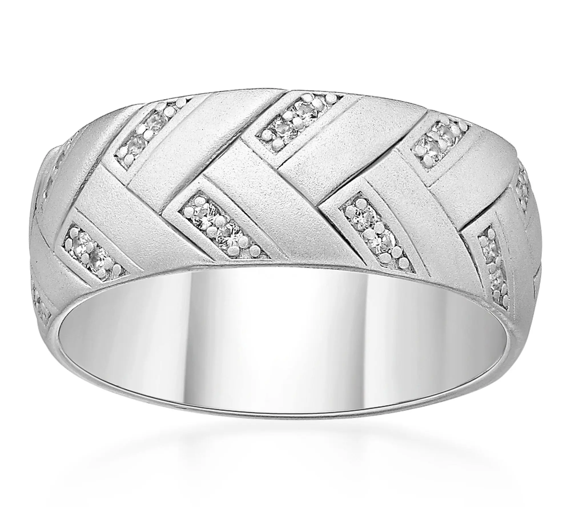 LYNX Men's Created White Sapphire Geometric Pattern Ring