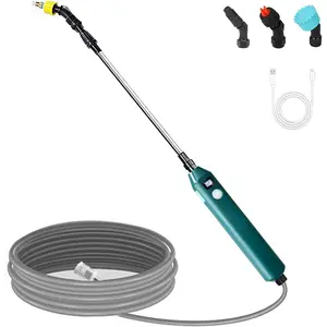 Sprayer Wand,Electric  Sprayer Telescopic Watering Wand with 16.4FT Hose,Rechargeable Electric Watering Sprayer Handle with 3 Adjustable Nozzles & Filter for Lawn, Yard and Garden