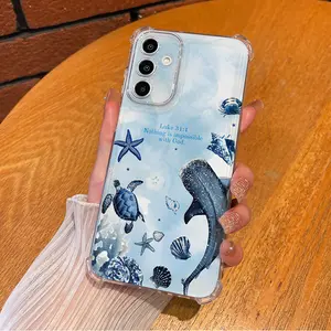 Ocean Sea Marine Life Shark with Psalms Phone Case For SAMSUNG GALAXY A14 A15 A16 A25 A26 A34 A35 A36 A53 A54 A55 A56 4G 5G Gift Ideas Anti-drop Cellphone Protective Shell Soft Transparent Shockproof Mobile Phone Cover