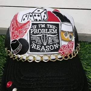 If I'm The Problem Then You Might Be The Reason Otto foam snapback Trucker Hat with Dice Wings and Gold Chain Embroidery