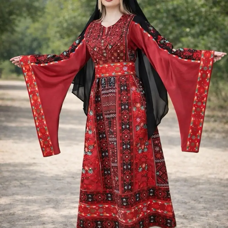 Women's 3-Piece Formal Princess Thobe Dress Set - Long-Sleeve Full Embroidery Modest Attire, Versatile Wear Elegant Comfortable Women's Clothing for Formal Occasions