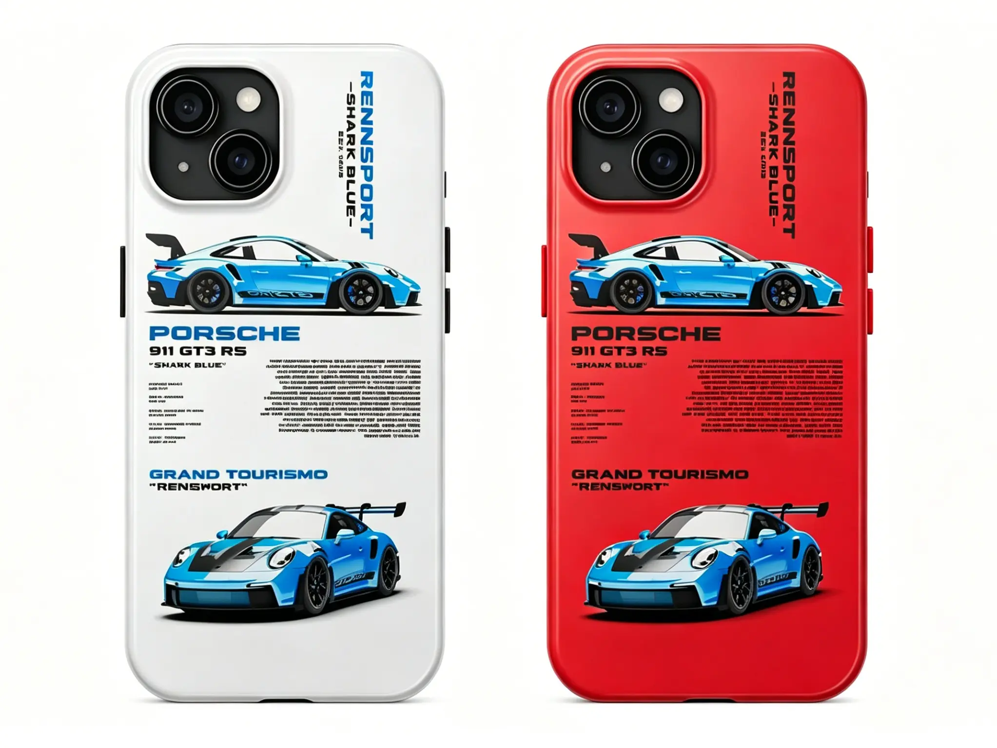 Blue Porsche Car GT3 RS Tough Cases Drop-resistant Scratch-resistant 2-In-1 Drop-Resistant Phone Case, Unique And Personalized For IPhone 17, 16, 15, 14, 13, 12, Pro Max, Pro Plus, and Samsung S25, 24, 23, 22