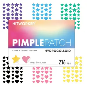 Star & Heart Gel Pimple Stickers, Acne Pimple Patch, Hydrocolloid Acne Patch, Blemish Patches, 216 Pieces Per Box, Easy Peel, Acne Treatment, Suitable for All Skin Types, Face Skincare Accessories, Acne Clearing Products, Blemish Relief Care