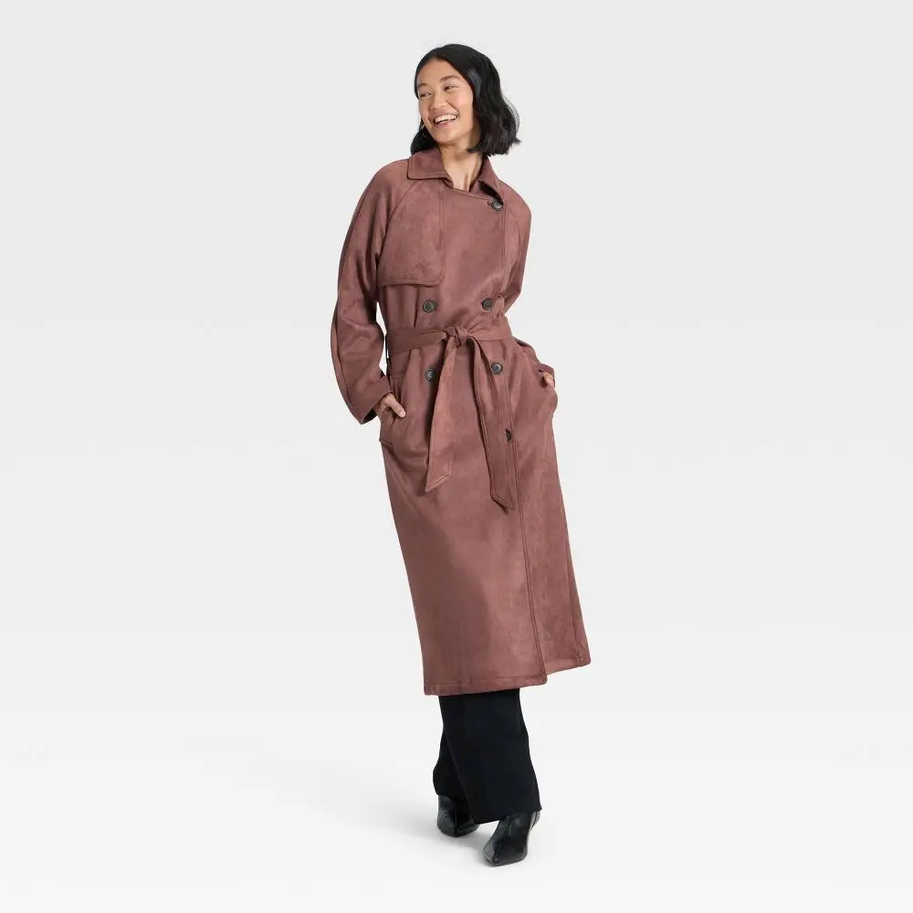 Women's Faux Suede Trench - A New Day