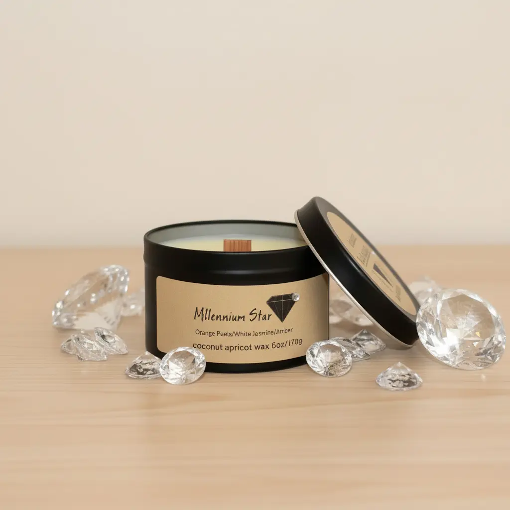 Millennium Star Diamond Candle - 6oz Black Tin