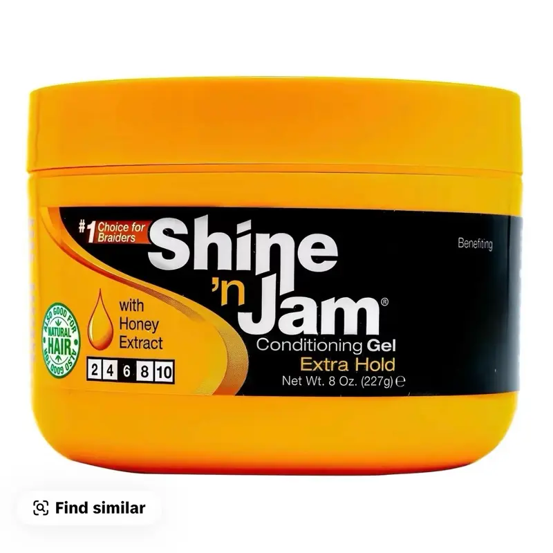 AmPro Shine-n-Jam Maximum Hold Gel with Honey Extract - 8 oz Non-Greasy Shine for Taming Fringe, Ponytails, Soft Weaves & Braids - Conditioning Formula for Flawless Haircare