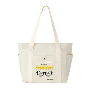 Optometry Glasses Print Canvas Tote Bag for Everyday Use Medical Professionals Practical Gift for Optometrists Ophthalmology Students Eye Care Enthusiasts Suitable for Christmas Birthday Valentine's Day Mother's Day Special Occasions Durable EcoFriendly