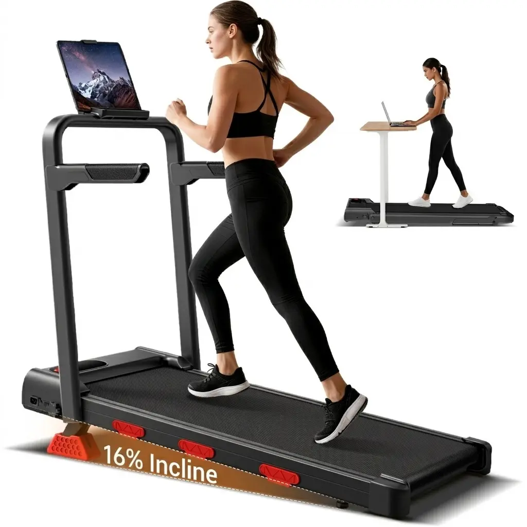 Umay walking pad Folding Walking treadmill for Home/Office, 16% Incline, Handrails, 300 lbs Capacity indoor walking machine  summerwins tiktokshopbacktoschool Portable Walking Pad Foldable Walking Treadmill