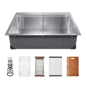 VEVOR 30" Kitchen Sink Top Mount Single Bowl Drop-In Basin Stainless Steel Bar