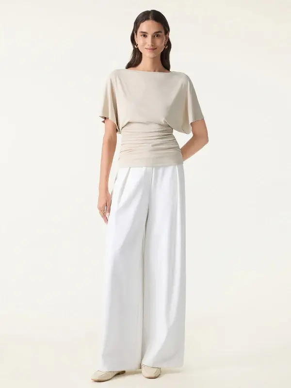 OGL Sandwashed Effortless Boatneck Batwing Sleeve Side Ruched Top - New in box - The biggest flash sale 2026!!