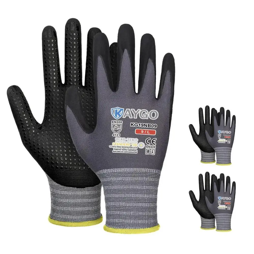 KAYGO KG19NB Work Gloves MicroFoam Nitrile Coated Safety Gloves for Construction
