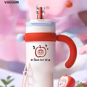 Apple Pie Jumbo Tumbler 1250ml BPA Free Stainless Steel Reusable Portable Water Bottle with Detachable Tea Filter & Silicone Straw Cap Cup Mug Drinkware