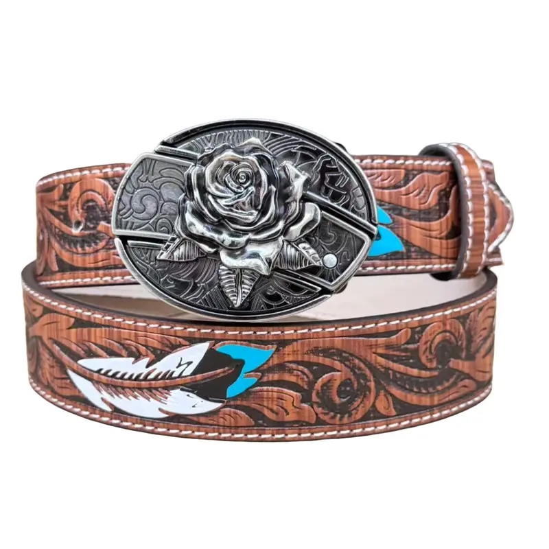 Unisex Western Cowboy Belt, Adjustable Fit, Belt with Statement Buckle for All-Seasons, Easy to Style for Casual Outfits, Western Belts
