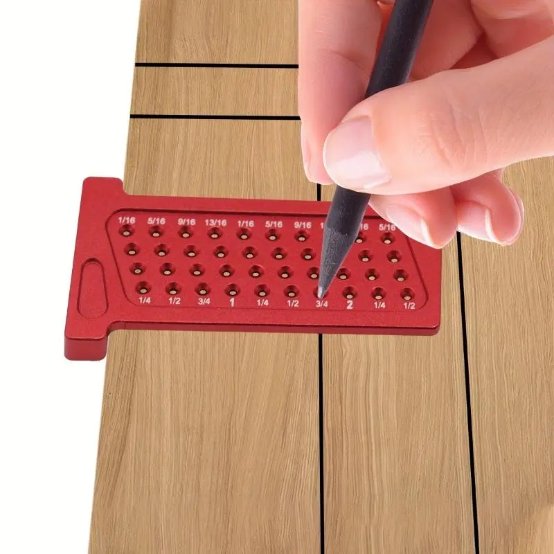1pc Woodworking Scribe Metric And Inch Precision T-Ruler Aluminum Alloy Pocket Ruler Marking Gauge Carpentry Cross Calibration Ruler Crossed-out Hole Scribing Line Drawing DIY Measuring Tool Measuring Instrument (65mm And 2.5Inch)
