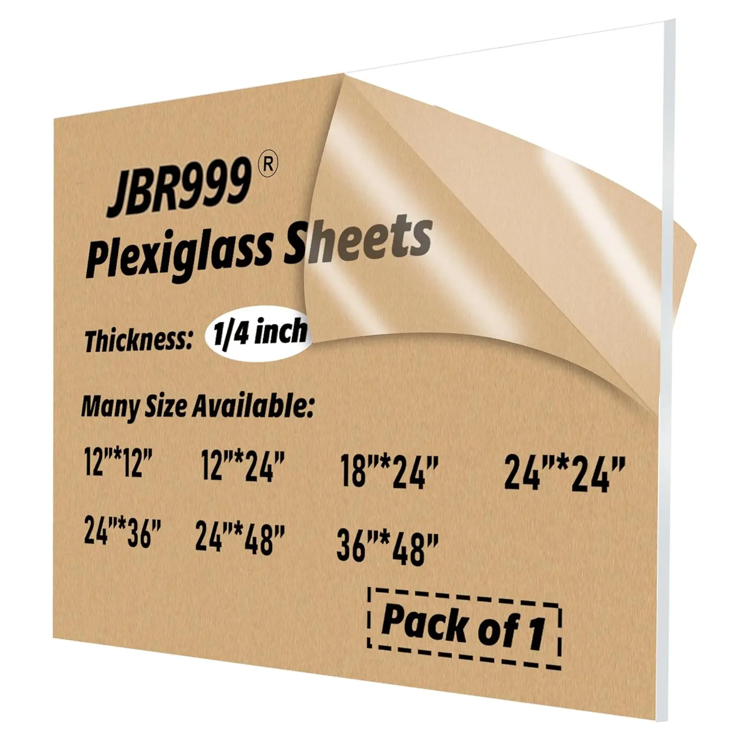 Sabusa Plexiglass Sheets - Clear 24x24 inch - 1/4 inch Thick - Pack of 1