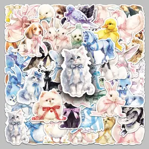 50 Cute Bow Animal Series Stickers, Suitable for Scrapbooks, Journals, Laptops, Water Bottles, Cars, and Other Faith-based Designs, Making A Gift with Positive Messages