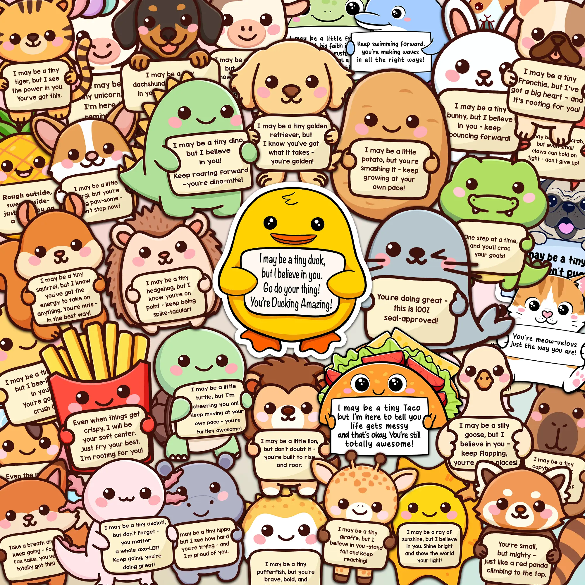 Positive Emotional Support Buddies Stickers - Affirmation Office Labels, Mental Health Gifts for Kids & Teens