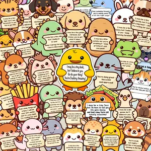 Positive Emotional Support Buddies Stickers, Affirmation Stickers for kids, adults, teens