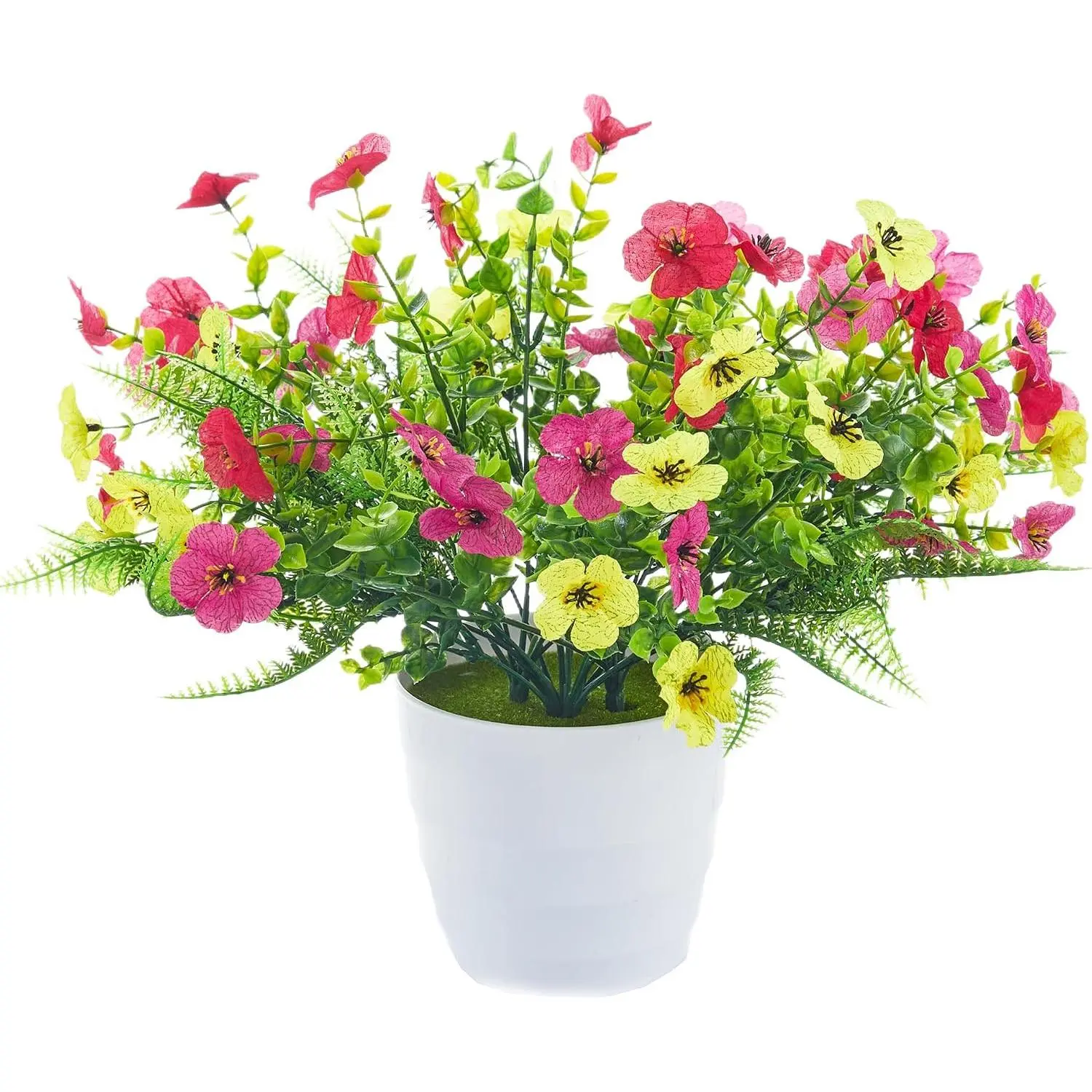 GARVEE 30 Bundles Multicolor Silk Artificial Flowers with Ferns - UV-Resistant Outdoor Faux Plants, Indoor Home Window Accents for Spring Summer Decor