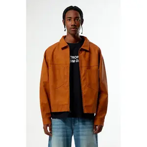 Pacsun Men's Tan Faux Leather Billie Gas Jacket