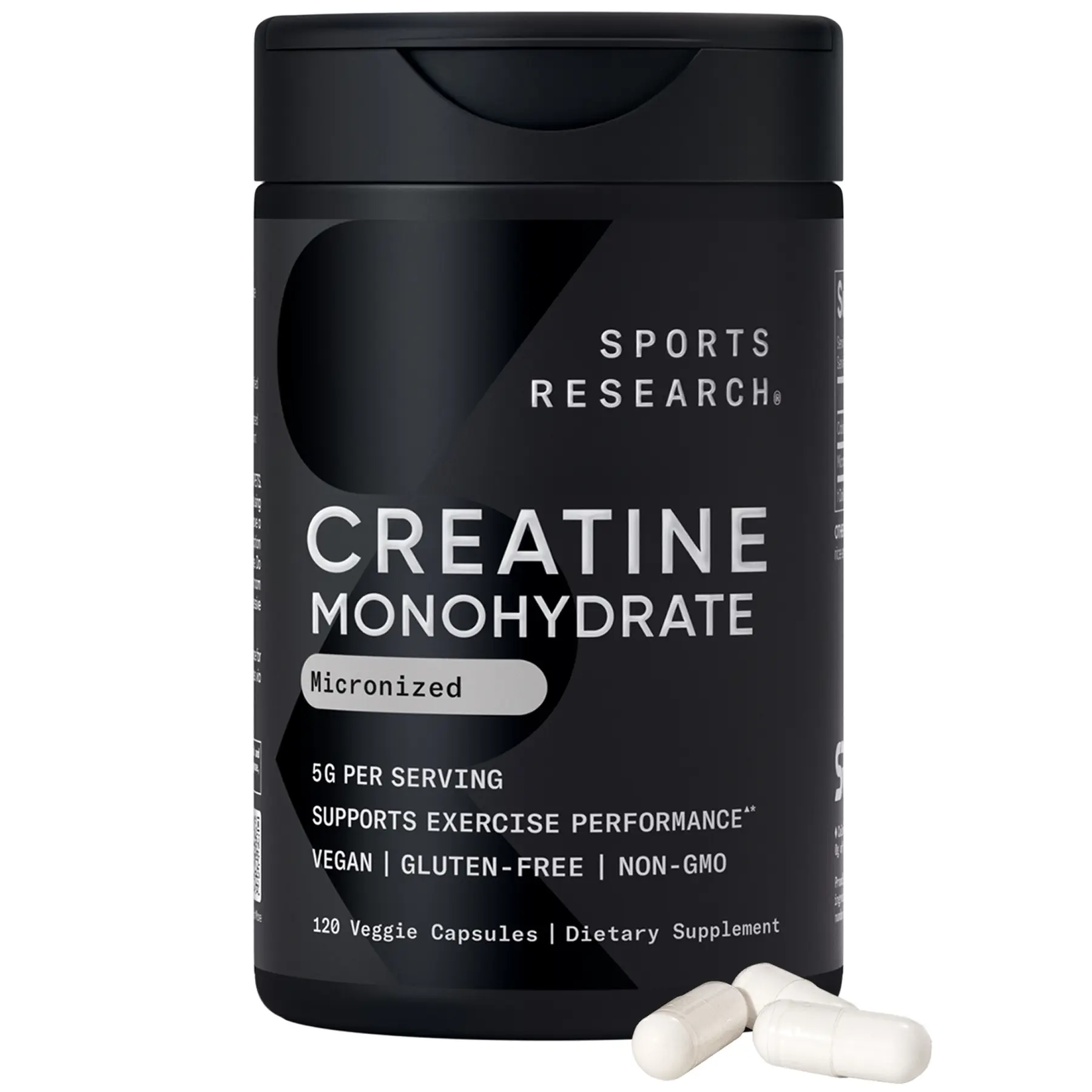 Sports Research Creatine Monohydrate - 5g Micronized Creatine Per Serving - Informed Sport Tested for Banned Substances - 120 Capsules