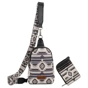 Wrangler Crossbody Bag with Card Wallet Aztec Sling Bag Purse Set