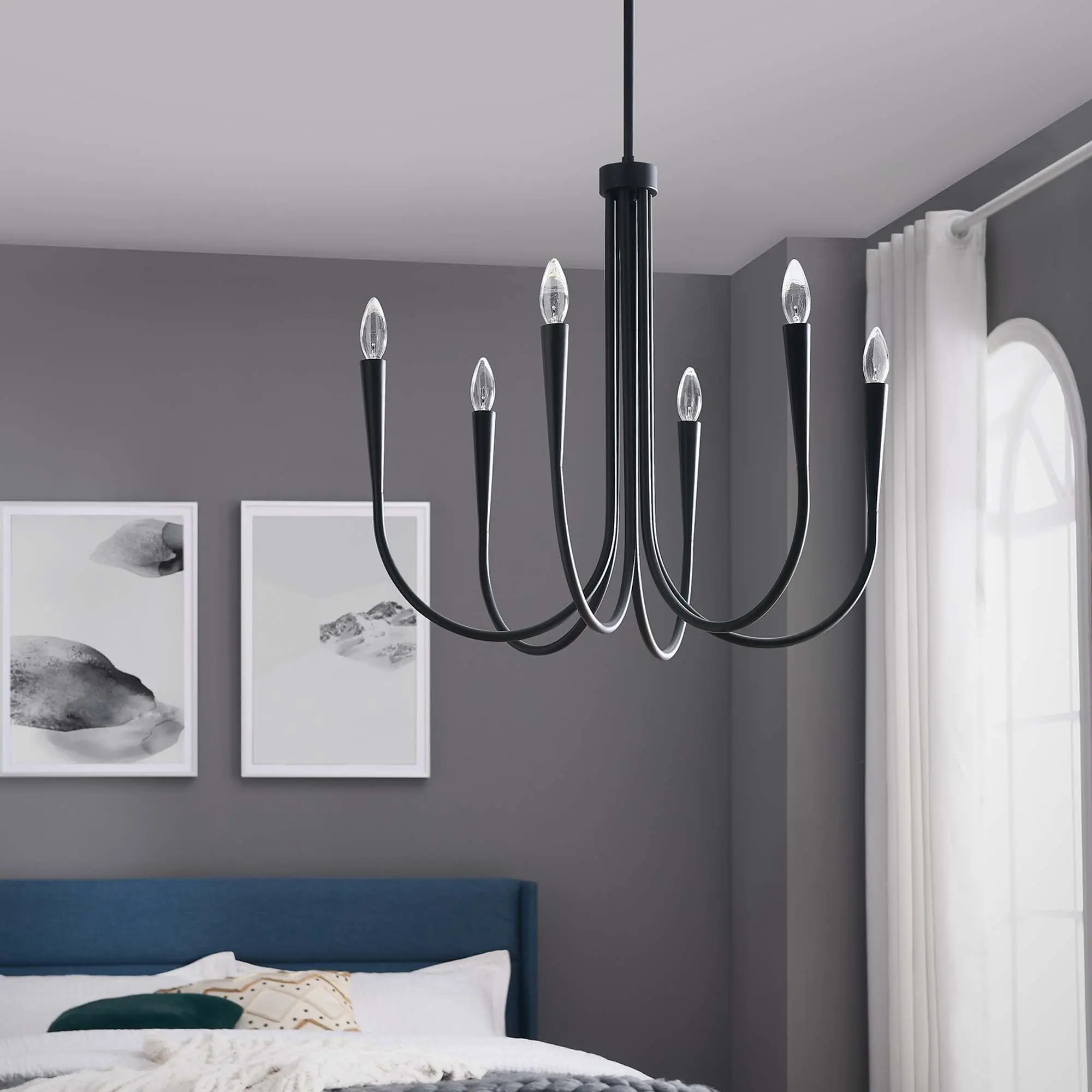 Modway Penrose 6-Light Chandelier in Black
