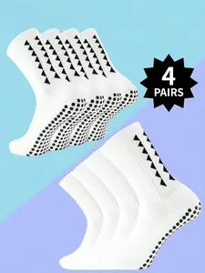 4 pairs of men's anti-slip soccer socks, suitable for basketball, football, sports, gym workouts, and autumn wear, Soccer Grip Socks