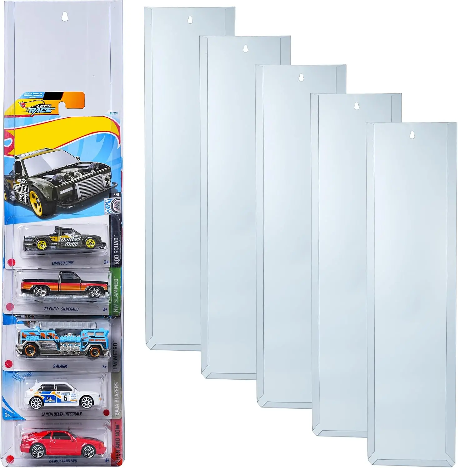 5 Pack Diecast Car Display Case Wall Mount  Organizer for Hot Wheels Matchbox Packaged Cars storage
