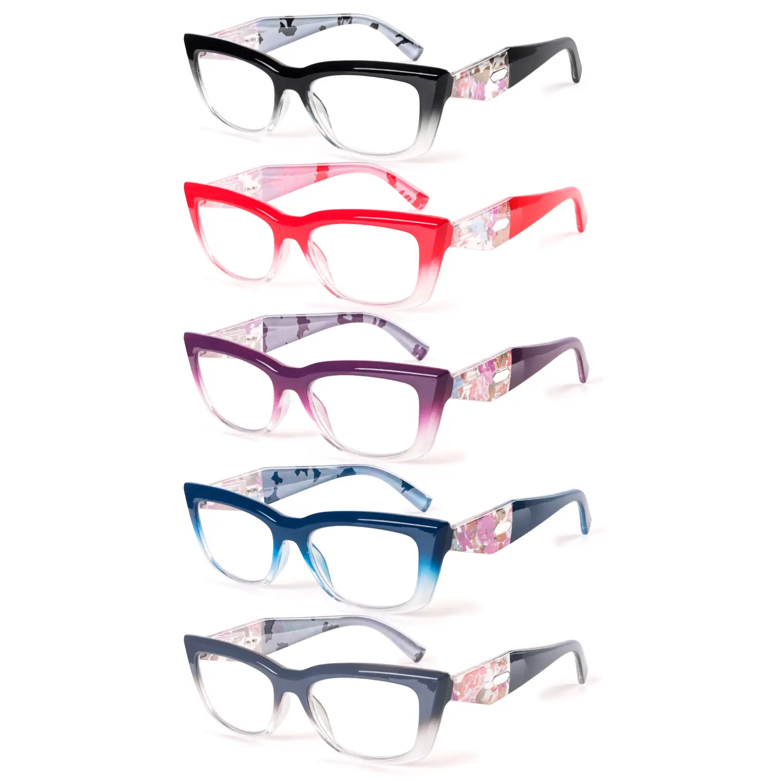 ZOECENT Reading Glasses for Women, 5Pack Fashion Readers, Spring Hinge Eye Glasses, Blue Light Reading Glasses