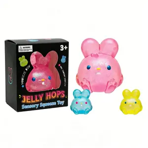 Jelly Hops Soft Candy Bunny Toy with Jelly Filling Sensory Stress Relief Toy Easter Basket Stuffer Ornament Cute Spring Tabletop Decor Ideal Easter Gift for Kids - Decoration