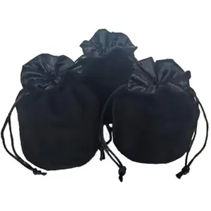Velvet Dice Pouch - Small Drawstring Bag for Chess Pieces, Cosplay, Coins & Jewelry - Red/Grey/Black (3, Black)