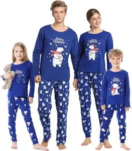 Family Matching Pajama Sets Cute Polar Bear Sleepwear Christmas Clothes Nighty Long Sleeve 65% Cotton 35% Polyester Festive Motifs Perfect for Holidays Womenswear