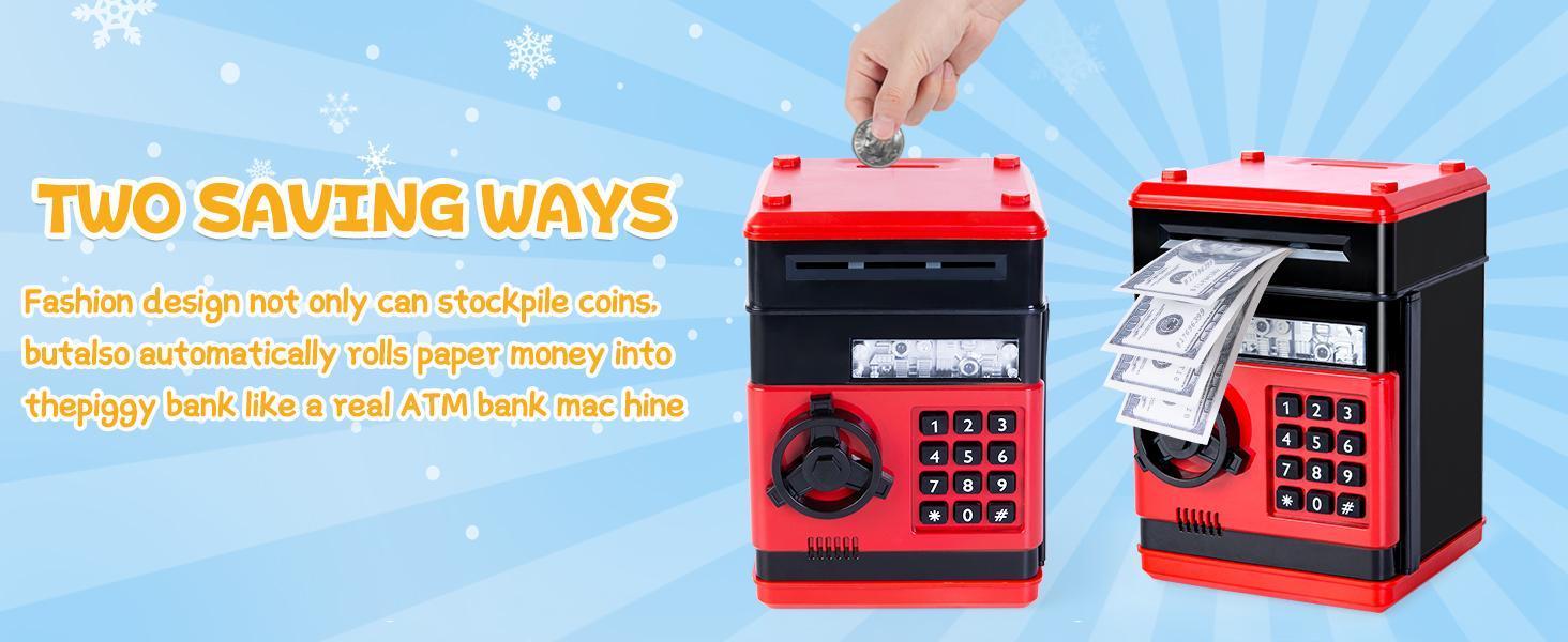 Pink/black Piggy Bank for Kids with Password Code Lock and Auto Grab Bill Slot, Real Money Cash Coin Can Saving Box Electronic Money Safe Bank, Hot Gift for 4 7 8 9 10 11 Year Old Boys Girls,money saving binder,money saving binder Pink/black Piggy Bank for Kids with Password Code Lock and Auto Grab Bill Slot, Real Money Cash Coin Can Saving Box Electronic Money Safe Bank, Hot Gift for 4 7 8 9 10 11 Year Old Boys Girls,money saving binder,money saving binder