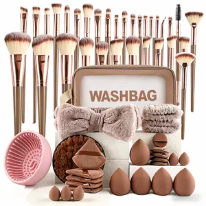 Complete Makeup Brush Set - 30 Soft Bristle Brushes + Beauty Blender + Powder Puff + Wash Bag, Full Face & Eye Makeup Tools, Makeup Tool Kit