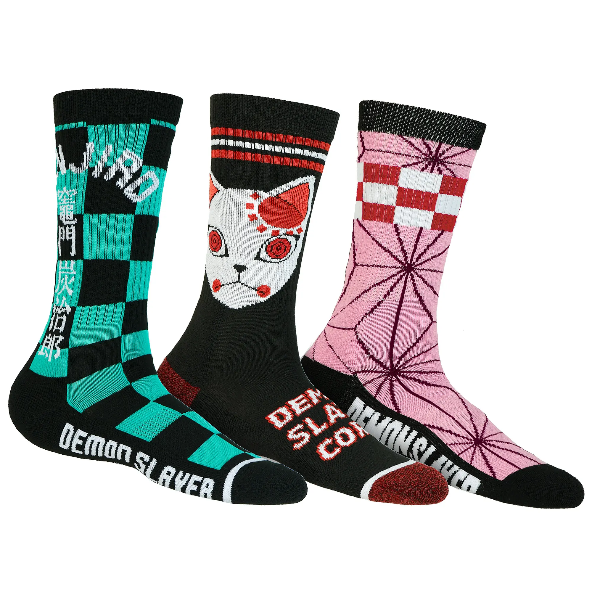 Demon Slayer Crew Socks, Demon Slayer Manga Tanjiro And Nezuko Socks, Anime Performance Cushioned Athletic Crew Socks For Men Women 3 Pairs