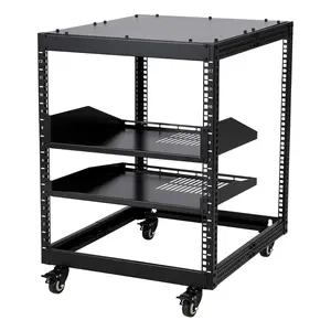 GARVEE Open Frame Server Rack, 10U & 12U Sizes, Adjustable Depth 23''-40'', Wall Mount & Free Standing, Includes 4 Lockable Casters & 2pcs 1U Shelves, Secure IT/AV Equipment Storage