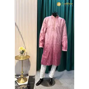 Lushkara Mens Dusty Rose Silk Sherwani