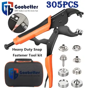 305 Heavy Duty Snapback tool Adjustable snapback setting tool kit with magnetic metal snapback button clamp, includes 80 sets of snapback for cabin cover, replacement metal snapback, repair cabin cover, canvas, sewing, tent (orange)