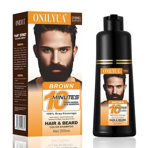 Men's Beard & Hair Dye Shampoo - Dark Brown | 10-Minute Instant Color for Beard, Mustache & Hair | Long-Lasting Gray Hair Coverage | 3-in-1 Dye, Shampoo & Conditioner | Gentle Formula | 6.8 Fl Oz