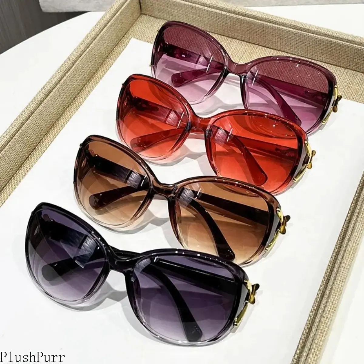 4-Pack Y2K Women's Oversized Round Tortoise Shell Eyeglasses - Lightweight and stylish glasses with pink and purple tinted AC lenses, stylish non-prescription frames, suitable for driving, traveling and daily wear tiktokshopbacktoschool