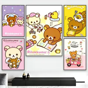 Waterproof Rilakkuma Wall Stickers - Cute Cartoon Anime Poster, Modern Home & Bedroom Decor, Durable Gift