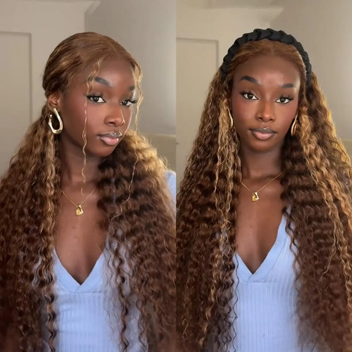 BGMgirl Brown Highlight Deep Wave 6*4 Wear Go Glueless Pre Plucked Hairline Pre Cut Lace Closure Wig Glueless Human Hair Wig Colored Wig BGMgirl Clearance summer outfits back to school