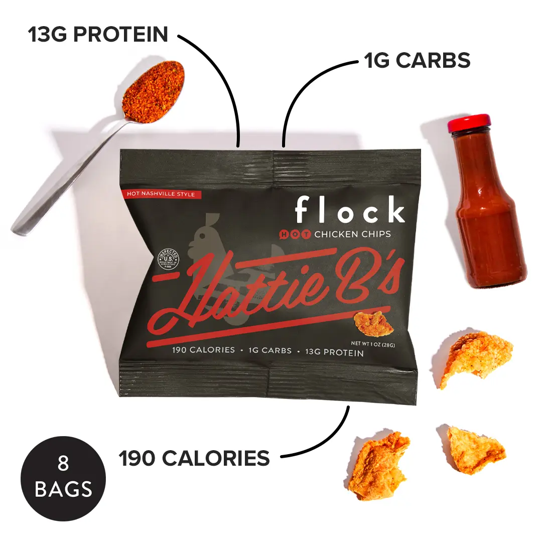 Hattie B's Hot Nashville Chicken Skin Chips 8 Pack Snack Crispy