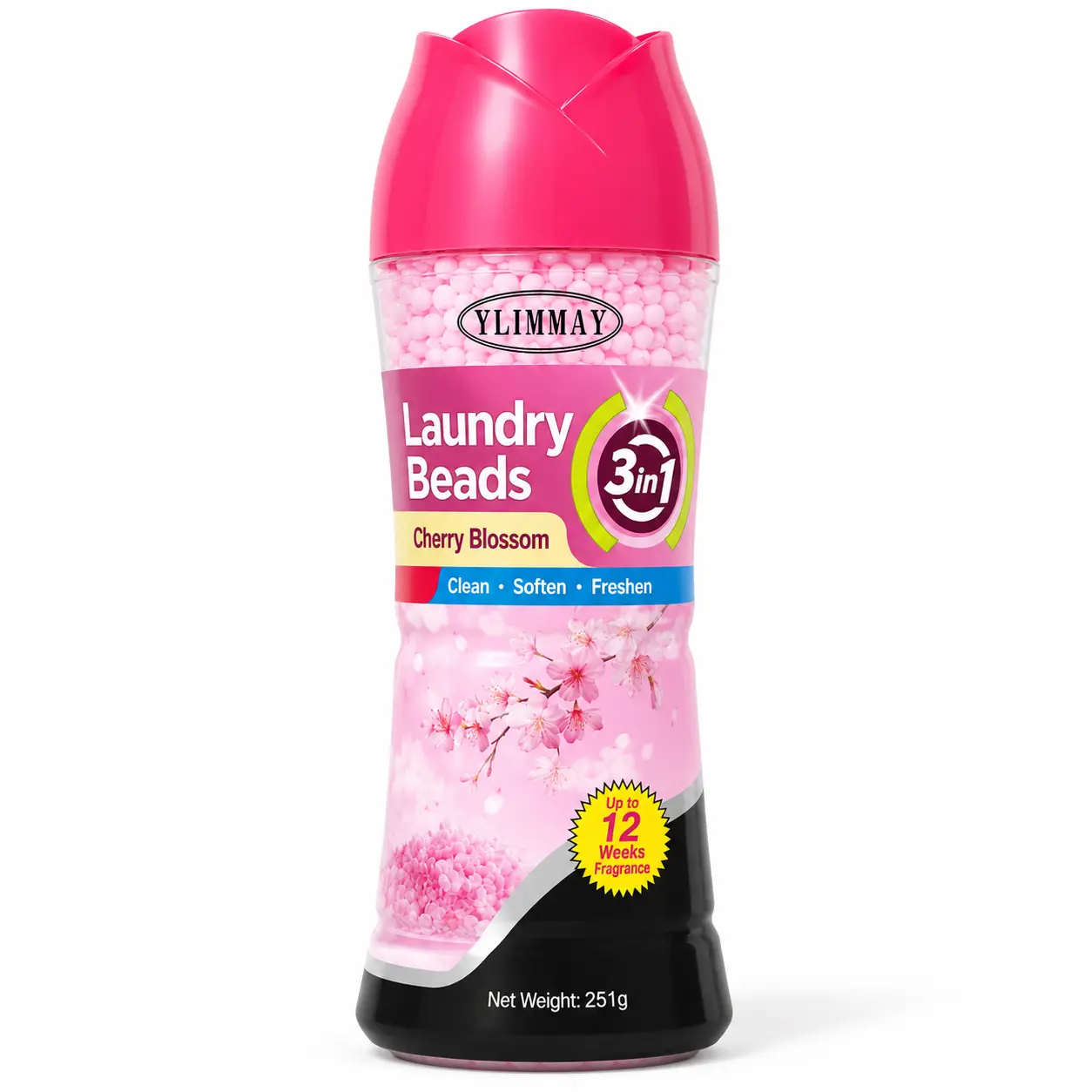 Fragrance that lasts up to 90 days.3-in-1 Laundry Beads, Cherry Blossom Laundry Detergent Beads for Deep Cleaning, Fabric Softening & Long-Lasting Freshness, 251g