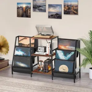 Vinyl Record Stand Stylish Record Player Holder & LP Storage Display Living Room